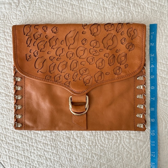 Rebecca Minkoff Cheetah Oversized Leather Envelope Clutch Bag - Picture 9 of 13